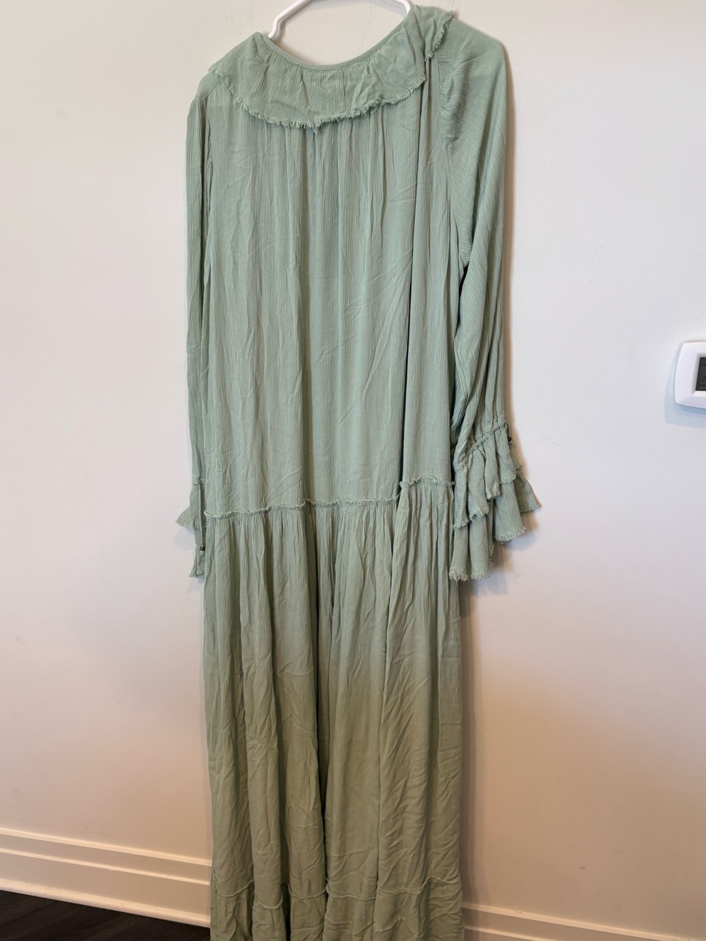 Free People sweet darlin Sage Green Textured Maxi Dress XL - Picture 8 of 15